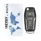 Keydiy KD-X2 Universal Flip Remote Key 3 أزرار Ford Type B12-3 تعمل مع KD900 و KeyDiy KD-X2 Remote Maker and Cloner | الإمارات للمفاتيح -| thumbnail