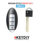 Keydiy KD Clé à distance intelligente universelle 3 + 1 boutons Nissan Type ZB03-4 Fonctionne avec KD900 et KeyDiy KD-X2 Remote Maker and Cloner | Clés Emirates -| thumbnail