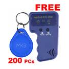 200x RFID 125KHz KEY FOB Proximity T5577 Colore blu e duplicatore portatile GRATUITO