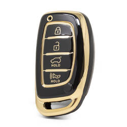 Нано Высококачественный чехол для Hyundai Tucson Smart Remote Key 4 кнопки Автозапуск Черный цвет