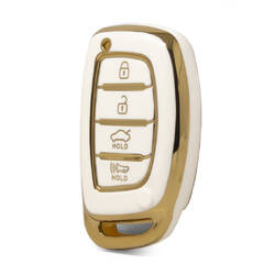 Нано Высококачественный чехол для Hyundai Tucson Smart Remote Key 4 кнопки Автозапуск белого цвета