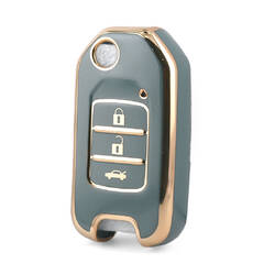 Nano High Quality Cover For Honda Flip Remote Key 3 Buttons Gray Color HD-B11J3