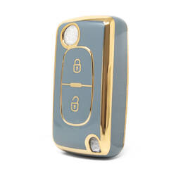 Нано-чехол высокого качества для дистанционного ключа Peugeot 2 кнопки серого цвета PG-D11J2