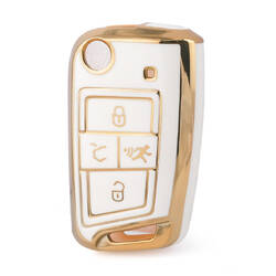 Capa Nano de alta qualidade para Volkswagen Flip Remote Key 4 botões cor branca VW-B11J4