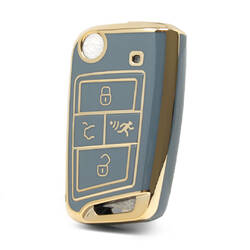 Capa Nano de alta qualidade para Volkswagen Flip Remote Key 4 botões cor cinza VW-B11J4