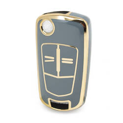Capa Nano de alta qualidade para chave remota Opel Flip 2 botões cor cinza OPEL-A11J