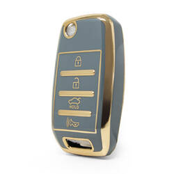 Capa Nano de alta qualidade para chave remota Kia Flip 3 + 1 botões cor cinza KIA-B11J4