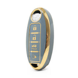 Capa nano de alta qualidade para chave remota Nissan 3 + 1 botões cor cinza NS-A11J4A