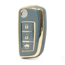 Capa Nano de alta qualidade para Nissan Flip Remote Key 3 botões cor cinza NS-B11J3