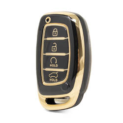 Capa nano de alta qualidade para chave remota inteligente hyundai, 4 botões, cor preta