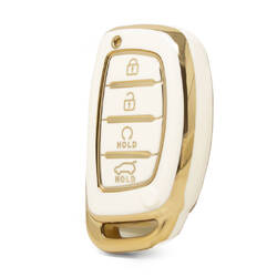 Capa nano de alta qualidade para chave remota inteligente Hyundai 4 botões cor branca HY-A11J4B