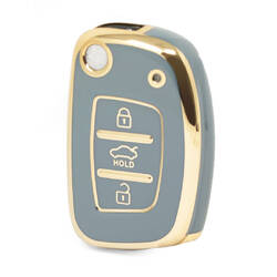 Нано-чехол высокого качества для Hyundai Flip Remote Key 3 кнопки серого цвета HY-F11J3B