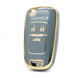 Capa Nano de alta qualidade para Chevrolet Opel Flip Remote Key 3 botões cor cinza CRL-D11J3