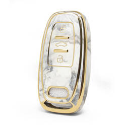 Nano High Quality Marble Cover For Audi Remote Key 3 Buttons White Color Audi-A12J