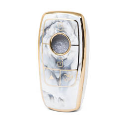 Nano couvercle en marbre de haute qualité pour clé télécommande Mercedes Benz 4 boutons, couleur blanche Benz-B12J4