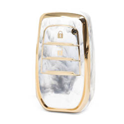 Capa de mármore nano de alta qualidade para chave remota Toyota 2 botões cor branca TYT-A12J2H