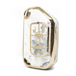 Capa de mármore nano de alta qualidade para chave remota jeep flip 4 botões cor branca Jeep-C12J