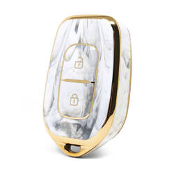 Capa de mármore nano de alta qualidade para chave remota Renault 2 botões cor branca RN-C12J2