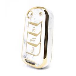 Capa de mármore nano de alta qualidade para chave remota Mahindra 3 botões cor branca MHD-A12J