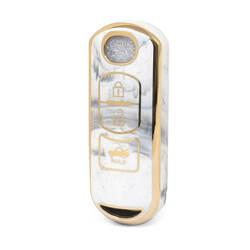 Capa de mármore nano de alta qualidade para chave remota Mazda 3 botões cor branca MZD-A12J3