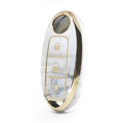 Capa de mármore nano de alta qualidade para chave remota Nissan 3 botões cor branca NS-A12J3A