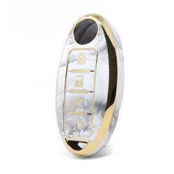 Capa de mármore nano de alta qualidade para chave remota Nissan 4 botões cor branca NS-A12J4A