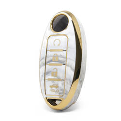 Capa de mármore nano de alta qualidade para chave remota Nissan 4 botões cor branca NS-A12J4B