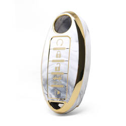 Capa de mármore nano de alta qualidade para chave remota Nissan 5 botões cor branca NS-A12J5