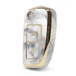 Capa de mármore nano de alta qualidade para Nissan Flip Remote Key 2 botões cor branca NS-B12J2