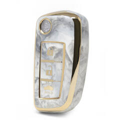 Capa de mármore nano de alta qualidade para Nissan Flip Remote Key 3 botões cor branca NS-B12J3