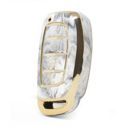 Capa de mármore nano de alta qualidade para chave remota Hyundai 4 botões cor branca HY-A12J4A