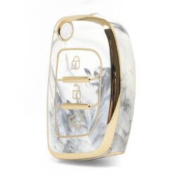 Capa de mármore nano de alta qualidade para Hyundai Flip Remote Key 3 botões cor branca HY-B12J3A