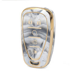 Capa de mármore nano de alta qualidade para chave remota Chevrolet 5 botões cor branca CRL-B12J5A