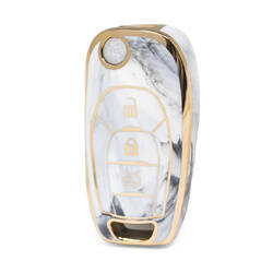 Capa de mármore nano de alta qualidade para Chevrolet Flip Remote Key 3 botões cor branca CRL-C12J