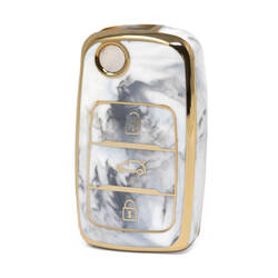 Capa de mármore nano de alta qualidade para chave remota changan flip 3 botões cor branca CA-B12J