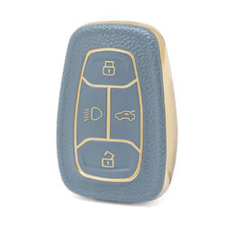 Capa de couro dourado nano de alta qualidade para chave remota TATA 4 botões cor cinza TATA-A13J