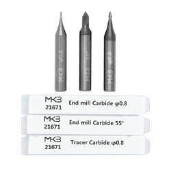 2 End Mill & 1 Tracer Point Carbide Set Of 3 PCs ( φ0.8 - 50° - φ0.8  )