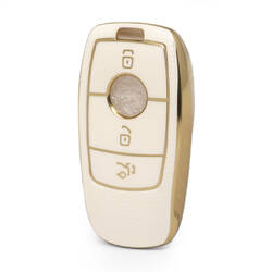 Nano – housse en cuir doré de haute qualité, pour clé télécommande Mercedes Benz, 3 boutons, couleur blanche, Benz-B13J