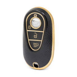 Nano – housse en cuir doré de haute qualité, pour clé télécommande Mercedes Benz, 3 boutons, couleur noire, Benz-C13J