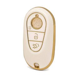 Nano – housse en cuir doré de haute qualité, pour clé télécommande Mercedes Benz, 3 boutons, couleur blanche, Benz-C13J
