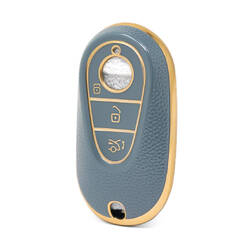 Nano – housse en cuir doré de haute qualité, pour clé télécommande Mercedes Benz, 3 boutons, couleur grise, Benz-C13J