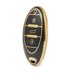 Nano High Quality Gold Leather Cover For Bestune Remote Key 3 Buttons Black Color BT-A13J