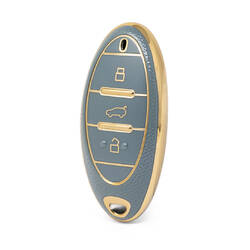 Nano High Quality Gold Leather Cover For Bestune Remote Key 3 Buttons Gray Color BT-A13J