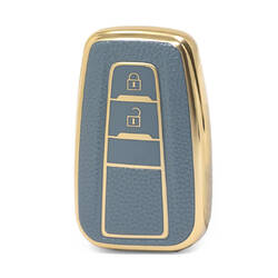 Nano High Quality Gold Leather Cover For Toyota Remote Key 2 Buttons Gray Color TYT-B13J2