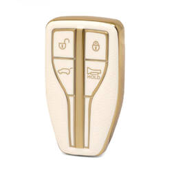 Nano High Quality Gold Leather Cover For Hongqi Remote Key 4 Buttons White Color HQ-A13J4A