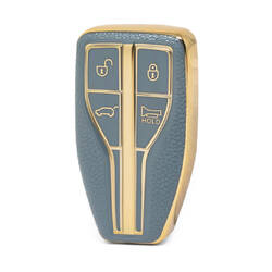 Nano High Quality Gold Leather Cover For Hongqi Remote Key 4 Buttons Gray Color HQ-A13J4A