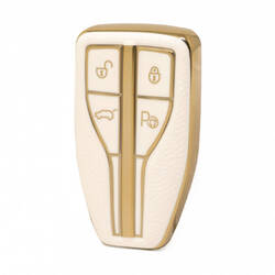 Nano High Quality Gold Leather Cover For Hongqi Remote Key 4 Buttons White Color HQ-A13J4B
