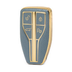 Nano High Quality Gold Leather Cover For Hongqi Remote Key 4 Buttons Gray Color HQ-A13J4B