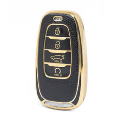 Nano High Quality Gold Leather Cover For Hongqi Remote Key 4 Buttons Black Color HQ-B13J