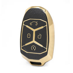 Nano High Quality Gold Leather Cover For Lynk & Co Remote Key 4 Buttons Black Color LC-A13J